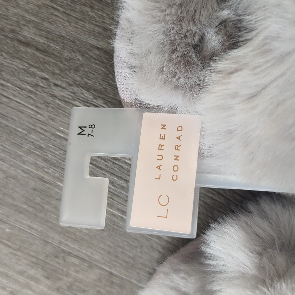 Lauren Conrad Gray Faux Fur Slippers - Picture 3 of 3